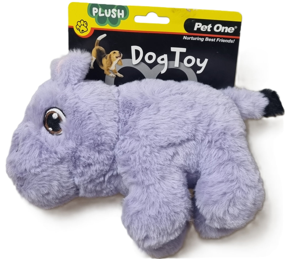 Pet One - Dog Toy - Plush Squeaky - Hippo 20cmL