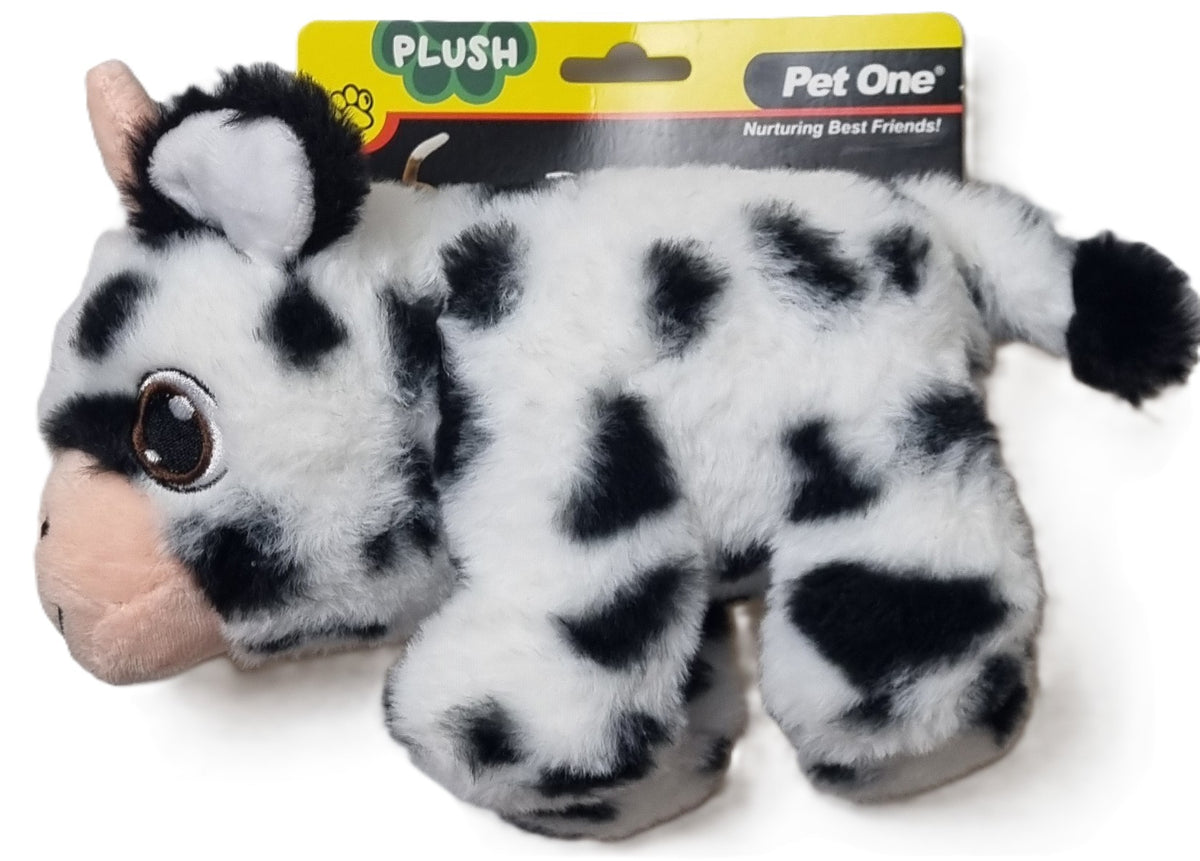 Pet One - Dog Toy - Plush Squeaky - Spotted Cow 20cmL