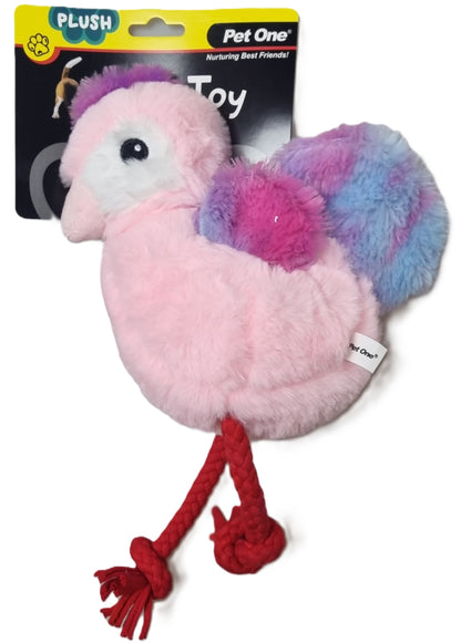 Pet One - Dog Toy - Plush Squeaky - Bird with Rope 20.4cmH