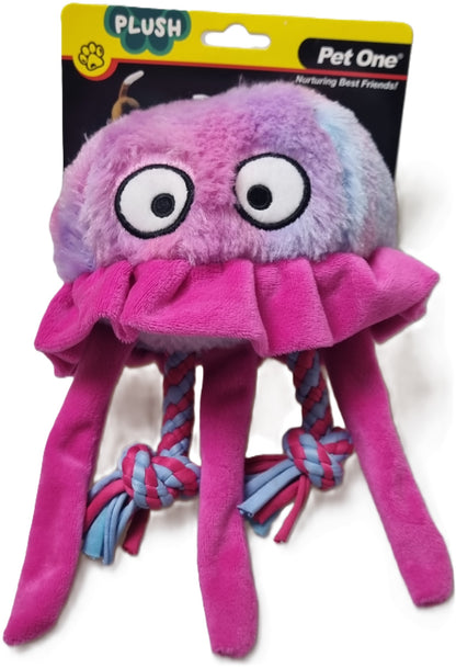 Pet One - Dog Toy - Plush Squeaky - Jellyfish with Rope 23cm