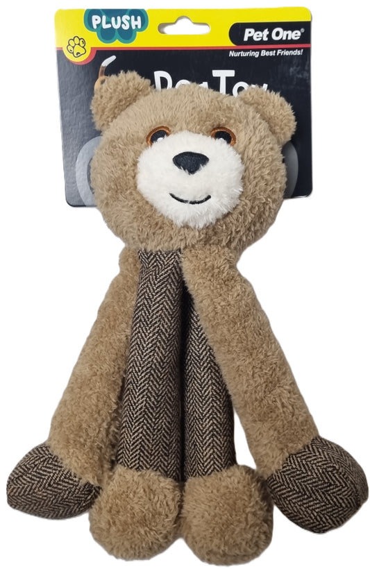 Pet One - Dog Toy - Plush Squeaky - Teddy Long Legs 26.7cm
