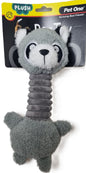 Pet One - Dog Toy - Plush Squeaky - Racoon Long Neck 21.6cm