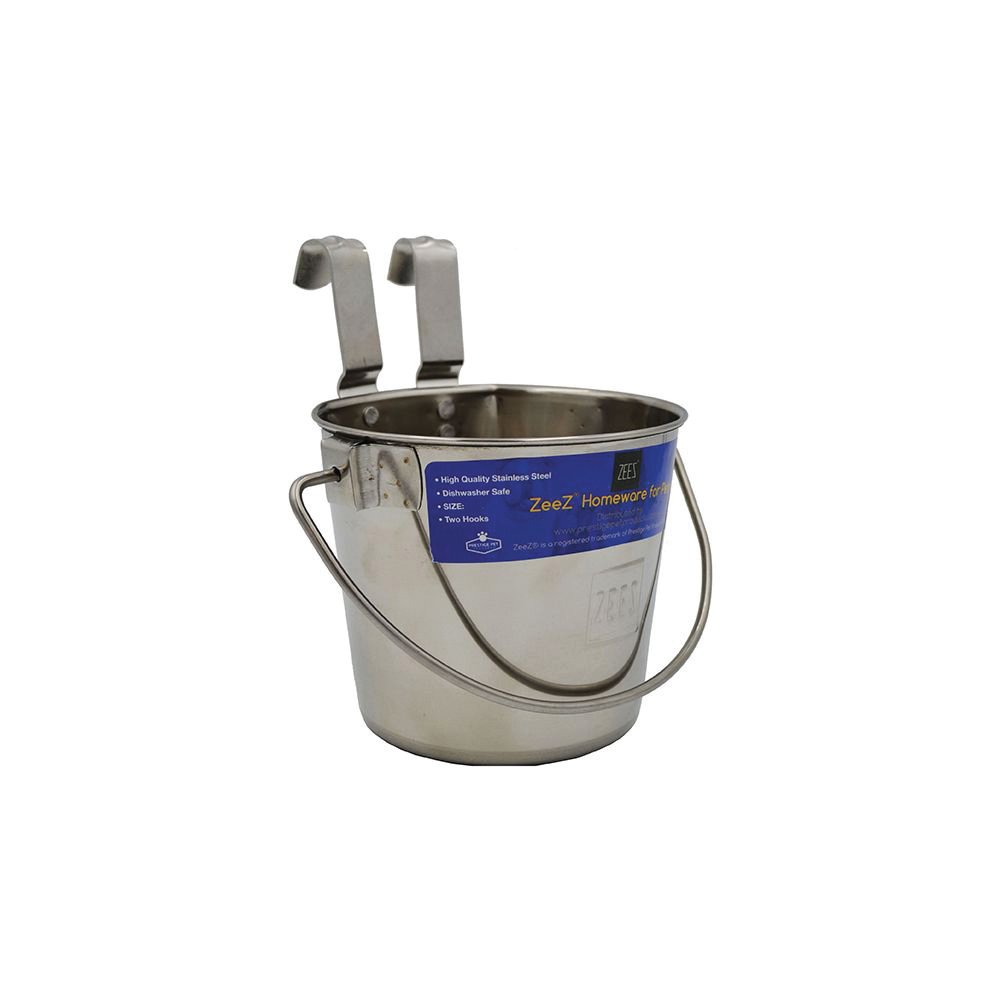 Stainless Steel Flat Sided Bucket - 946ml - Two Hooks
