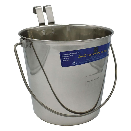 Stainless Steel Flat Sided Bucket - 5.5 Litres - Two Hooks