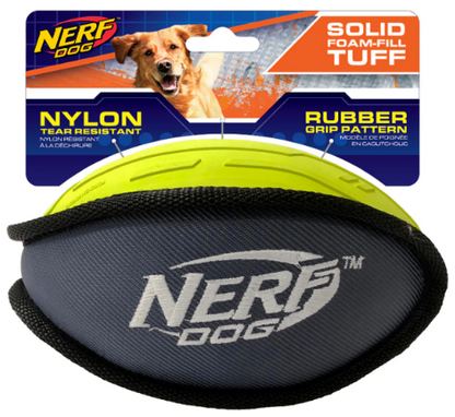 Nerf - Tuff Rubber - Nylon Plush Football - Green/Grey - 17cm