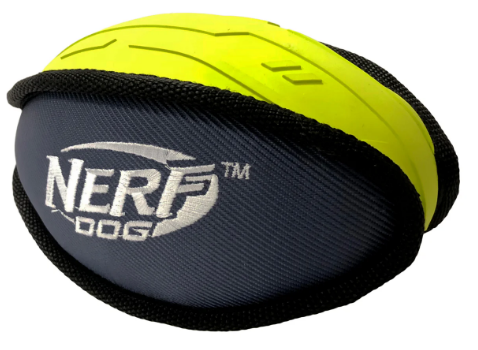 Nerf - Tuff Rubber - Nylon Plush Football - Green/Grey - 17cm