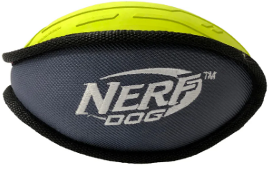 Nerf - Tuff Rubber - Nylon Plush Football - Green/Grey - 17cm