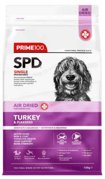 Prime 100 SPD Air Dried - Turkey & Flaxseed 120g