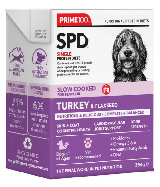 Prime 100 SPD Slow Cooked - Turkey & Flaxseed - 354g